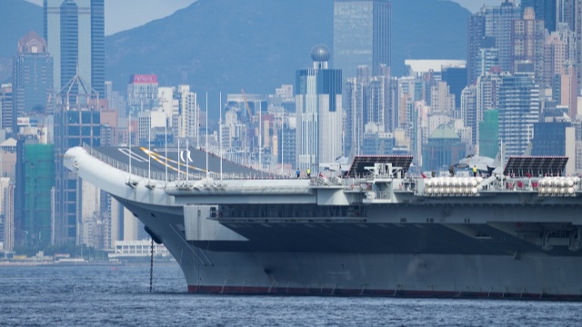 Close-ups of aircraft carrier Shandong
