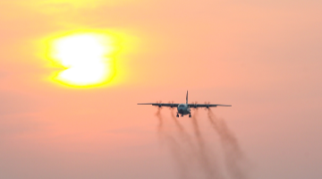 Anti-submarine patrol aircraft takes off for training